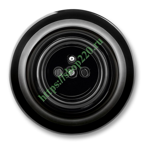 Купить Розетку с заземлением со шторками 16А ABB Decento чёрный фарфор ...