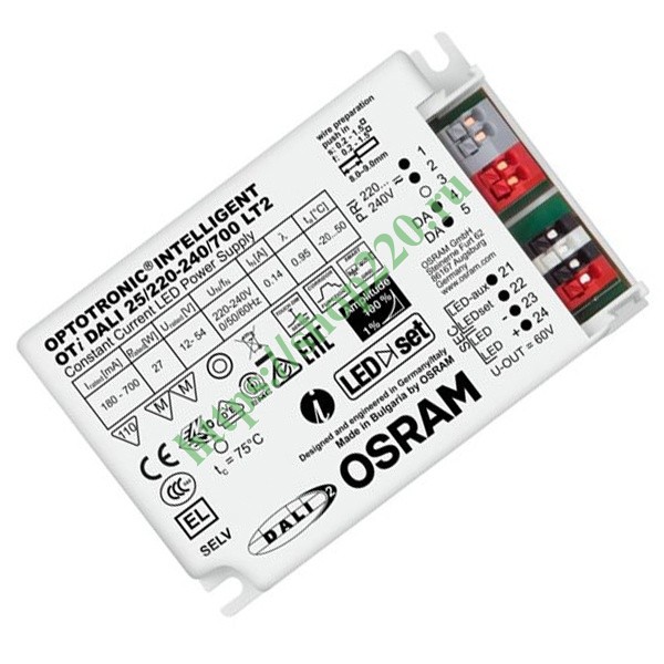 LED драйвер OSRAM OTI DALI 25/700 LT2 180-700mA 12-54V 27W 103x67x30mm