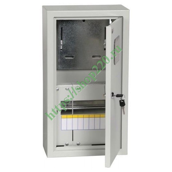 Щит металлический ЩУРн-1/9зо-1 38 УХЛ3 IP31 на 1-фазный счетчик и 9 ...