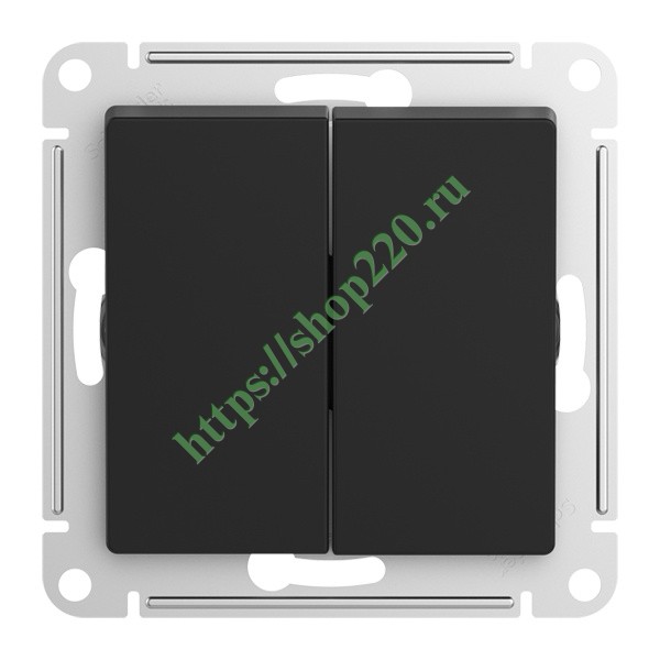 Купить Двухклавишный выключатель 10А IP44 SE AtlasDesign Aqua, карбон ...