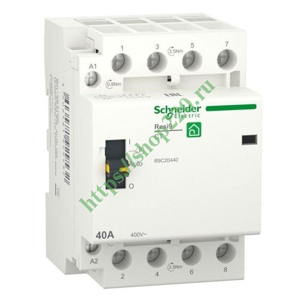Модульный контактор с ручным управлением RESI9 Schneider Electric 40A 4НО 230B АС 50ГЦ 3м