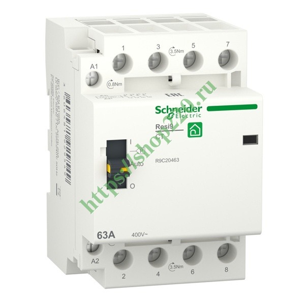 Модульный контактор с ручным управлением RESI9 Schneider Electric 63A 4НО 230B АС 50ГЦ 3м