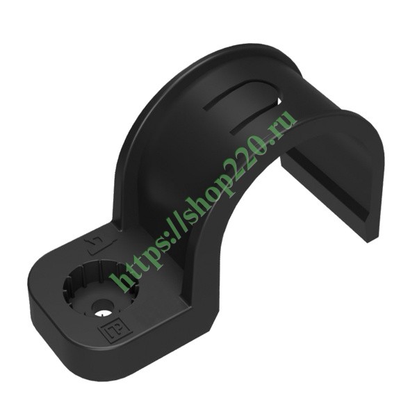 Крепеж-скоба пластиковая односторонняя для прямого монтажа черная в п/э .