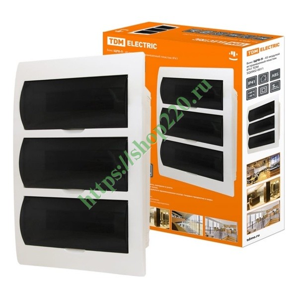 Бокс ЩРВ-П-45 модулей (3х15) встраиваемый пластик IP41 TDM, белый ...