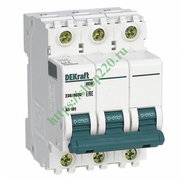 Автоматический выключатель DEKraft 3-полюсный ВА-101 D25 3Р 4,5кА (автомат электрический)