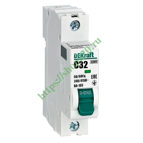Автоматический выключатель DEKraft 1-полюсный ВА-103 C32 1Р 6кА ...