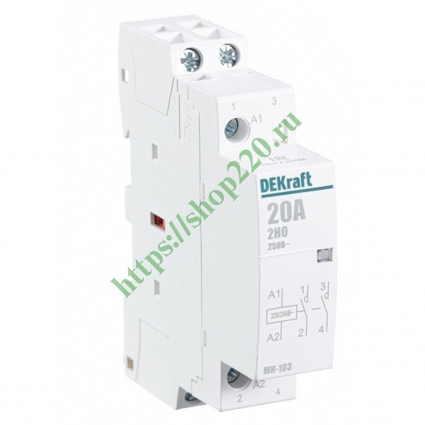 Модульный контактор 2НО 20А 230В МК-103 DEKraft 18057DEK - купить по ...