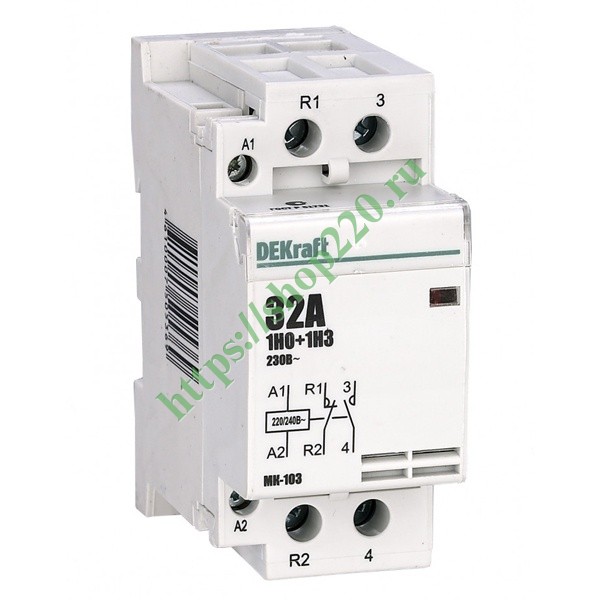 Модульный контактор 1НО+1НЗ 32А 230В МК-103 DEKraft 18072DEK купить по ...
