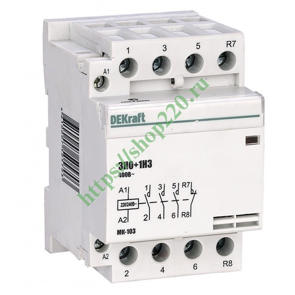 Модульный контактор 3НО+1НЗ 40А 230В МК-103 DEKraft 18082DEK купить по ...