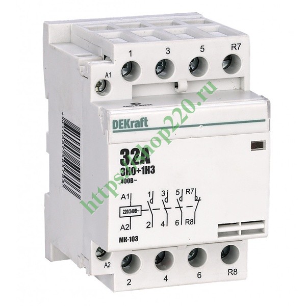 Модульный контактор 3НО+1НЗ 32А 230В МК-103 DEKraft 18075DEK купить по ...
