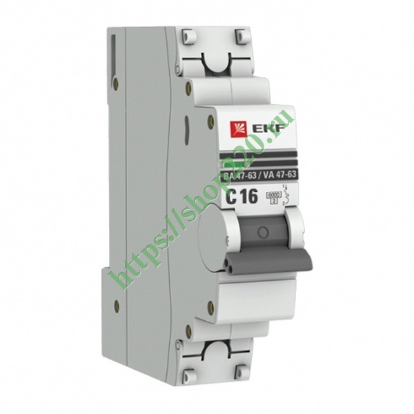 Автоматический выключатель 1P 16А (C) 6кА ВА 47-63 EKF PROxima (автомат электрический)