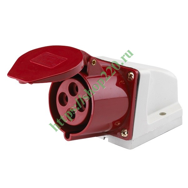 Розетка стационарная 124 3Р+РЕ 32А 380В IP44 РС-102-4-32 DEKraft ...