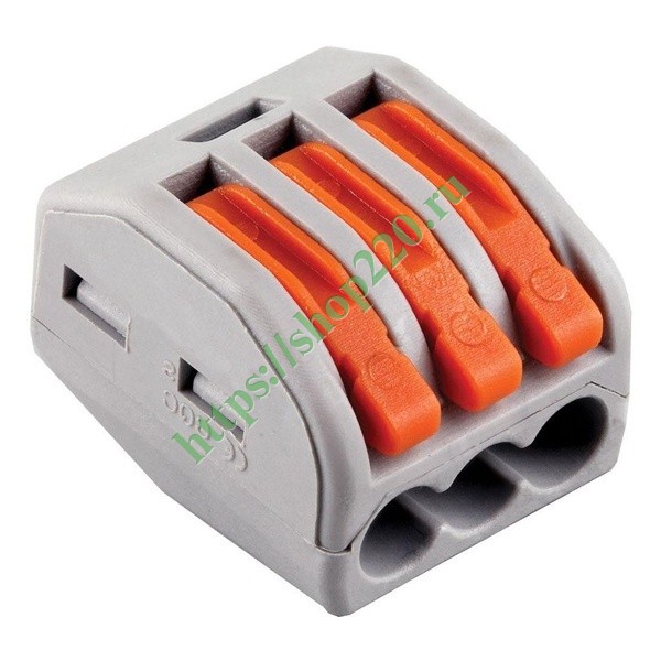 Клемма монтажная 3-проводная STEKKER 0,08 - 2,5/4 мм2, LD222-413 (упак ...