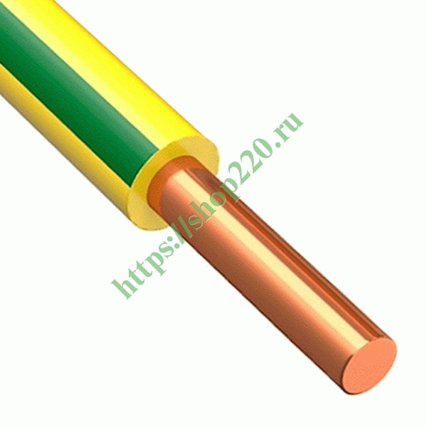 Провод установочный ПВ-1 (ПуВ) 10,0 желто зеленый ГОСТ 31947 (ПВ1)