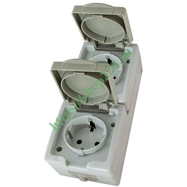 Розетка двойная 2П+3 (вертикальная) открытой установки IP54 16А Вуокса ...