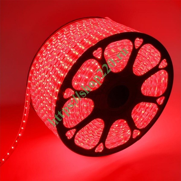 Лента светодиодная LED SMD 2835 60LED/м, красная, 220В IP67 10x7мм 100м