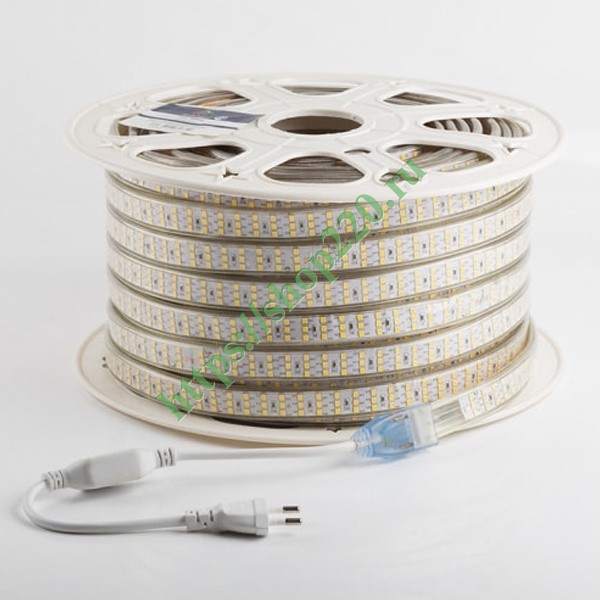 Светодиодная лента LED SMD 2835 276LED/м, Теплый белый, 220В IP67 7.5x20мм 50м