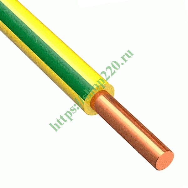 Провод установочный ПВ-1 (ПуВ) 4,0 желто зеленый ГОСТ 31947 (ПВ1)