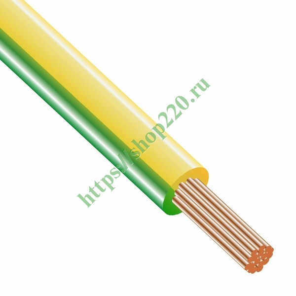 Провод установочный ПВ-3 (ПуГВ) 1,5 желто зеленый ГОСТ 31947 (ПВ3 многожильный)