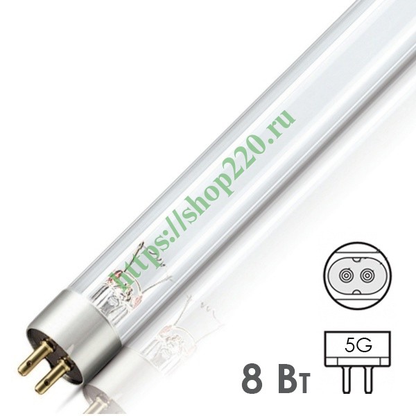Лампа бактерицидная Philips TUV G8 T5 8W G5 L288mm специальная безозоновая (871150062368327)
