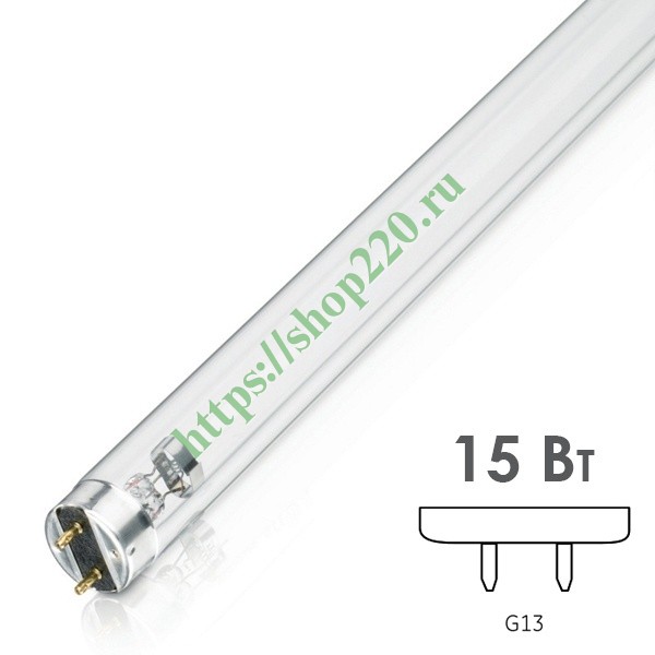 Лампа бактерицидная Philips TUV G15 T8 15W G13 L438mm специальная безозоновая 871150072617940