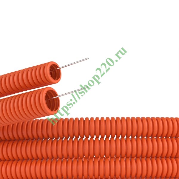 Труба гофрированная ПНД черная - оранжевая (гофра). Shop220.ru