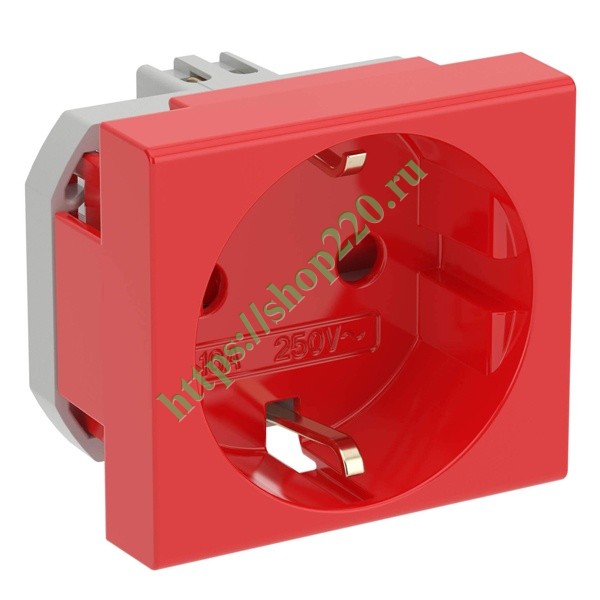 Розетка силовая 2Р+Е со шторками DKC Viva 2 модуля красная 45015 купить ...