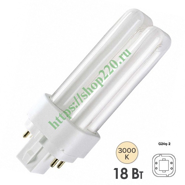 Лампа Osram Dulux D/E 18W/830 G24q-2 тепло-белая
