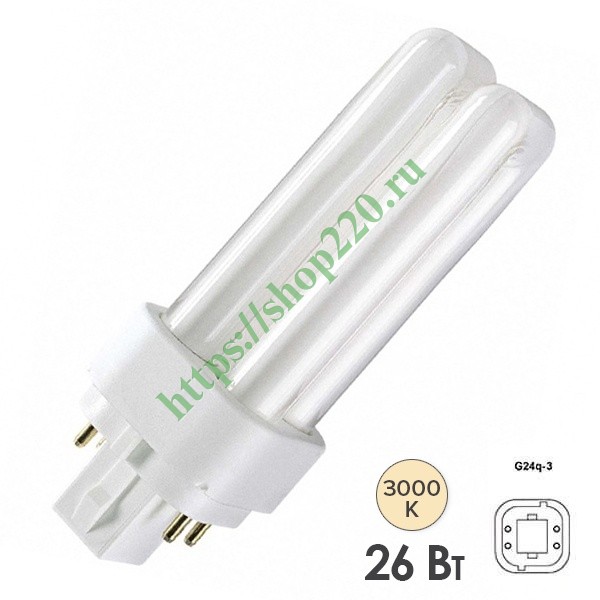 Лампа Osram Dulux D/E 26W/830 G24q-3 тепло-белая