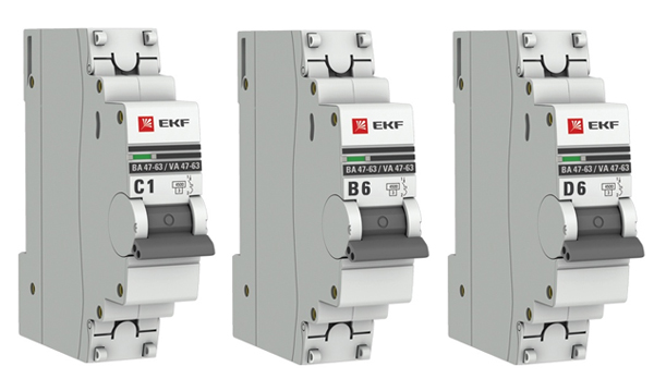 Автоматические выключатели ВА47-63 PROxima EKF с характеристикой C/B/D (до 63A) 4,5kA